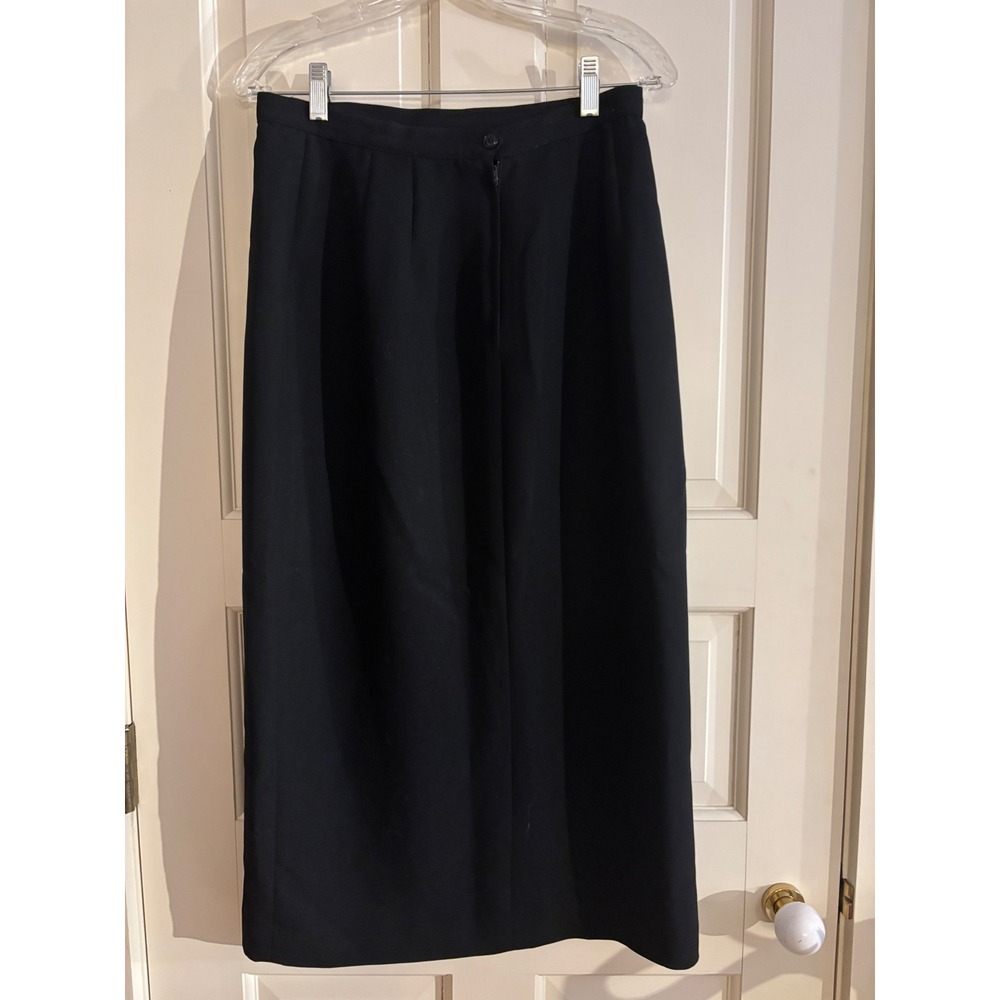 Vintage Sassco Black Maxi Skirt 10P Lined Straight Pencil Back Slit 20522P - Picture 2 of 7